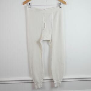 Vintage 90s Thermal Underwear Waffle Knit Pants Large 100% cotton USA Utility